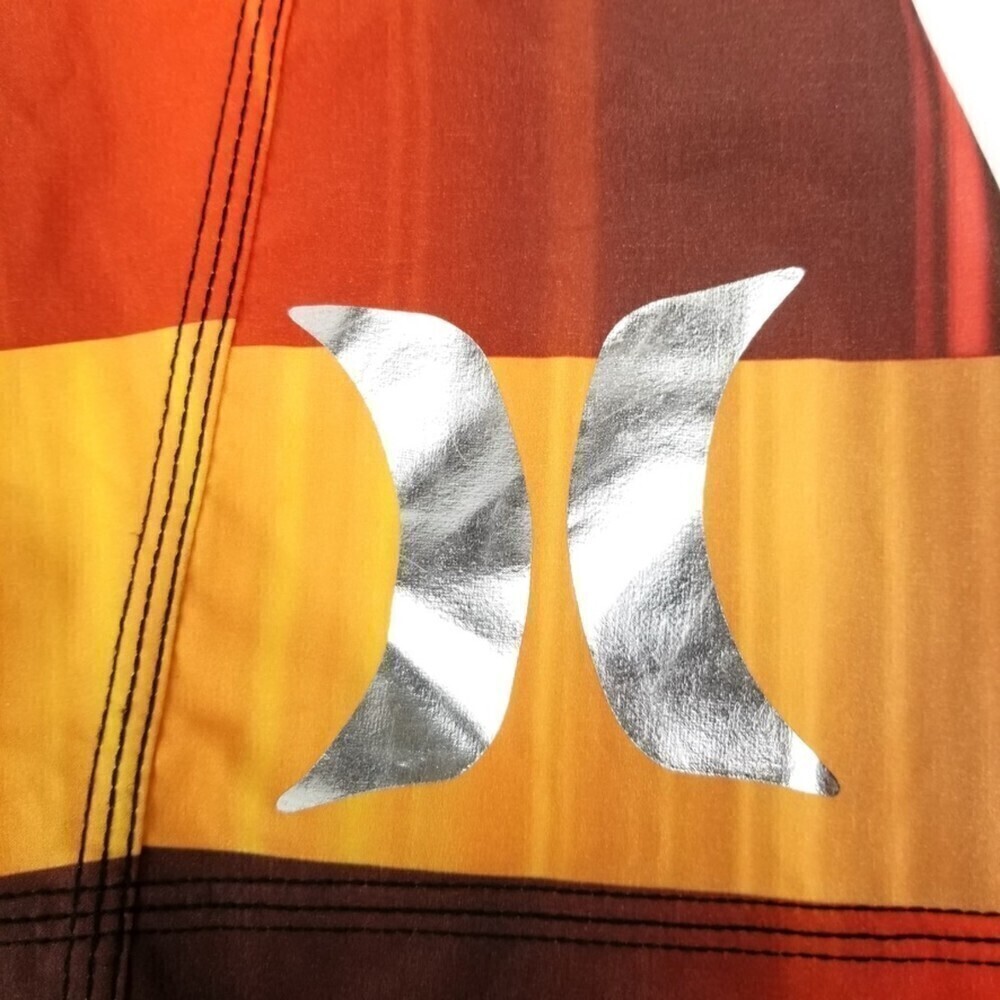 NEW Hurley Phantom Sunset Orange Red Flame Striped Surf Swim Board Shorts 36 Men - Picture 3 of 10